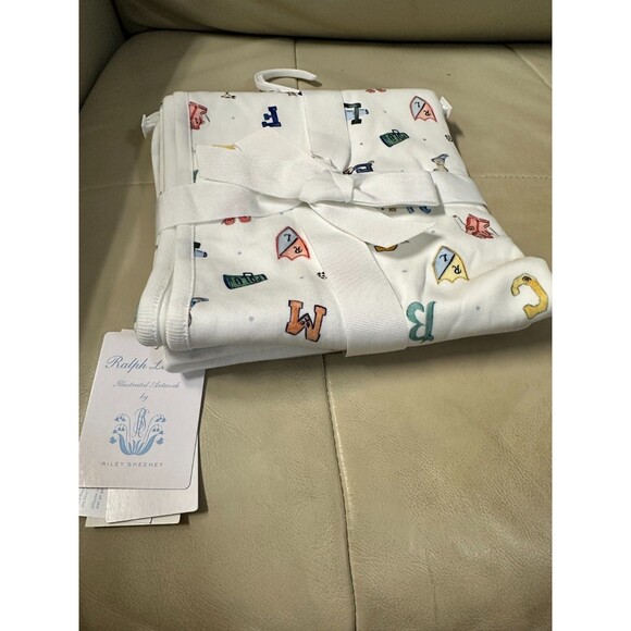 NWT RALPH LAUREN X RILEY  SHEEHEY BABY GIRLS BOYS BLANKET LOGO PRINT - Picture 5 of 14